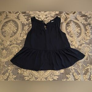 Susina Black Polyester Sleeveless Peplum Ruffle Blouse Top Size Large